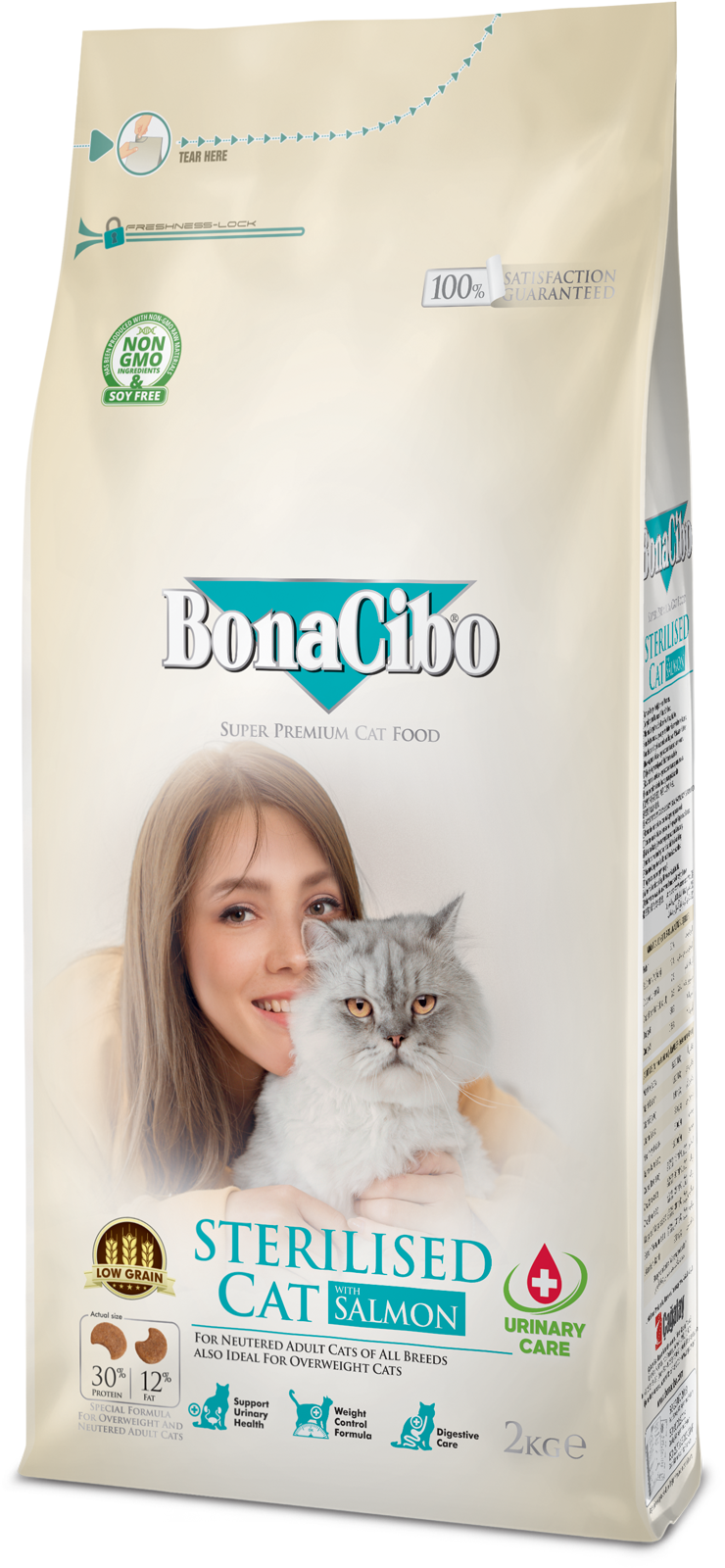 Bonacibo Formule STERILIZED Croquettes Low Grain pour chats stérilisés (Light au Saumon)
